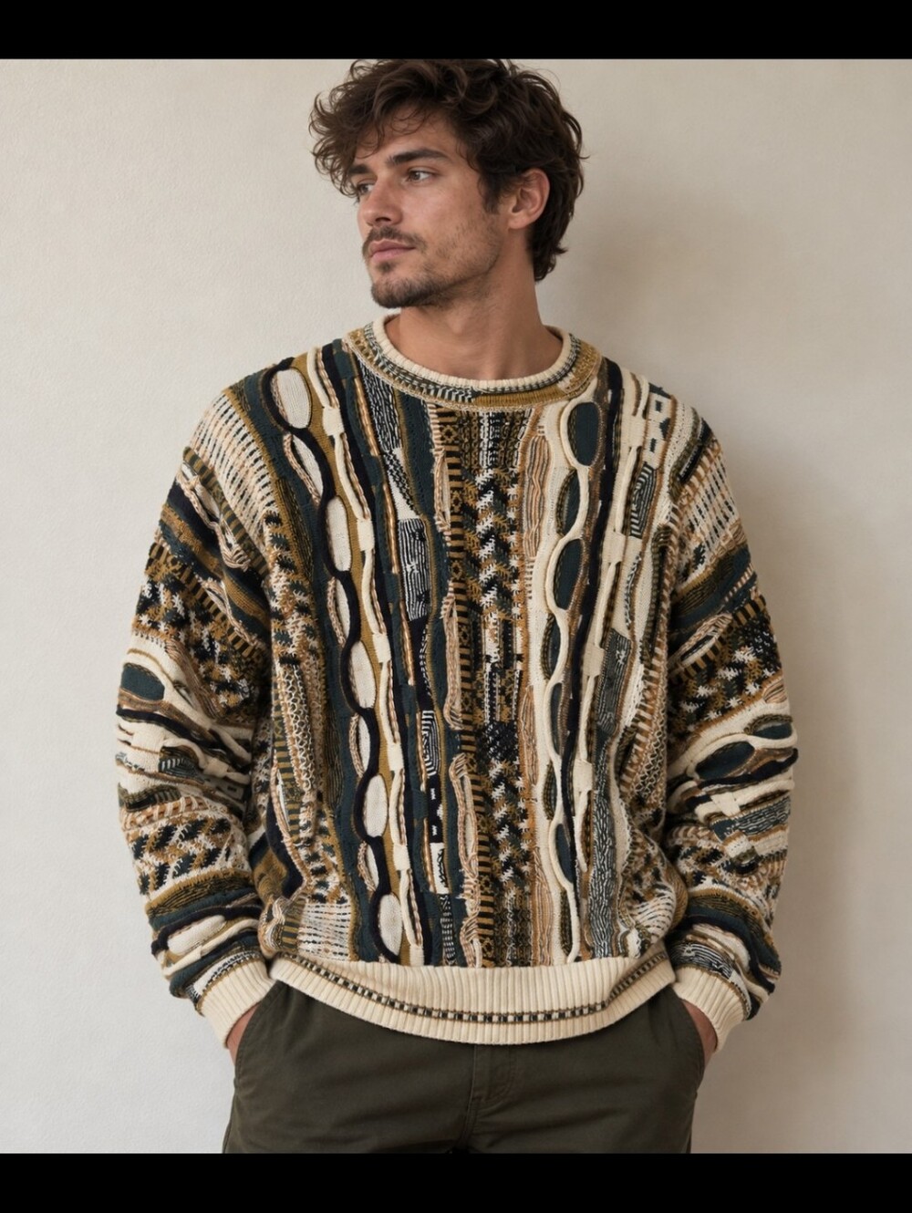 J Ferrar Coogie Style 3d Chunky Knit Sweater M